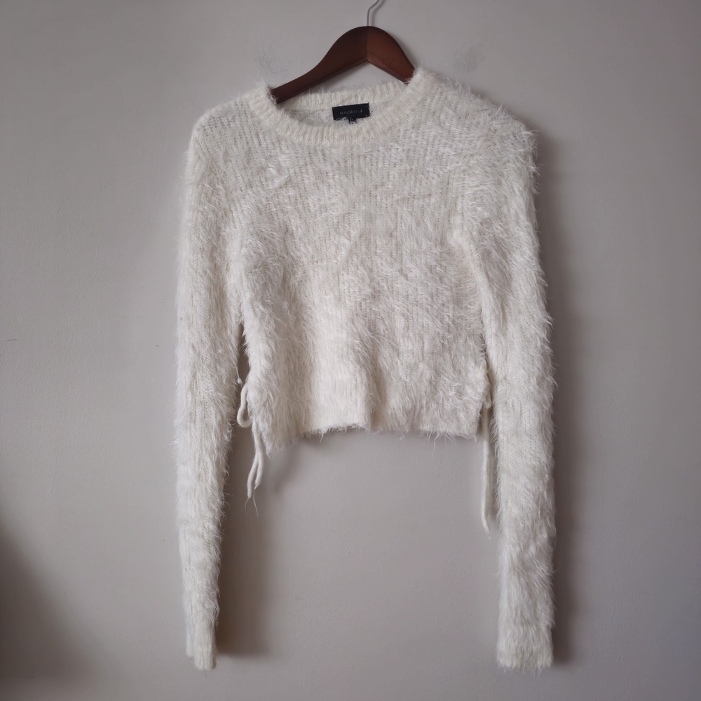 Revolve Majorelle Fuzzy Crop Sweater